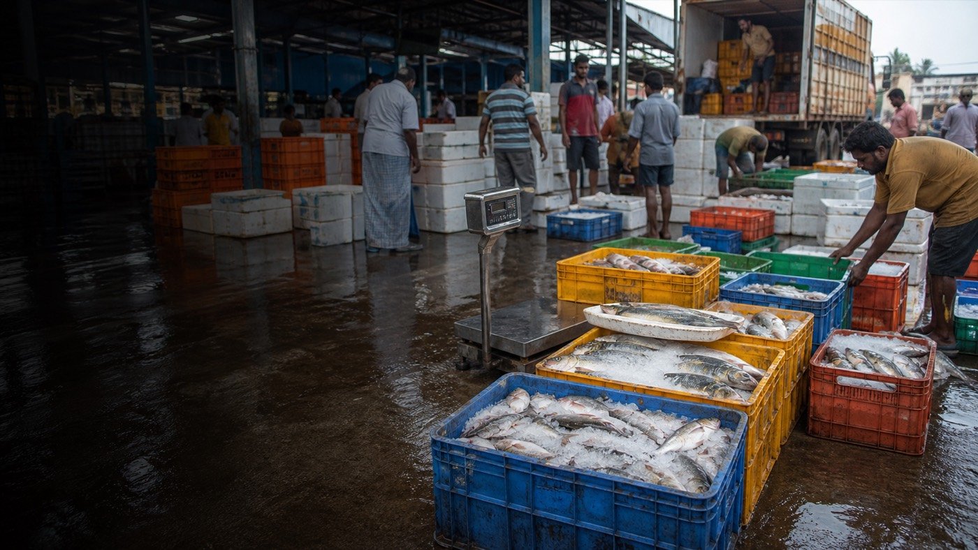 Fish wholesale trading at mandi